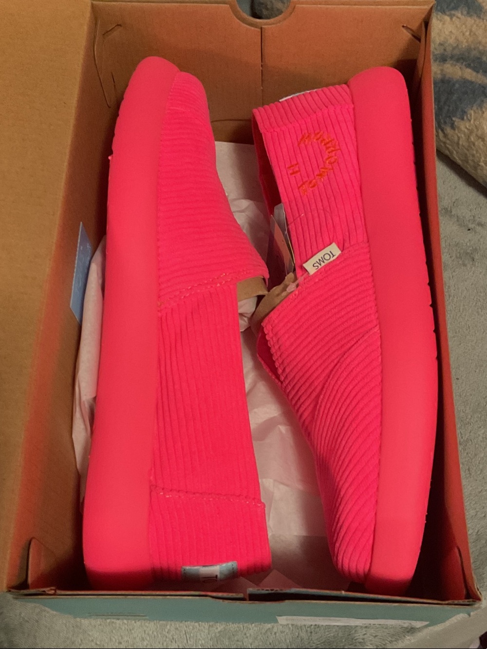 Toms Women's Slip-On Corduroy / Tomorrow Shoes in Hot Pink